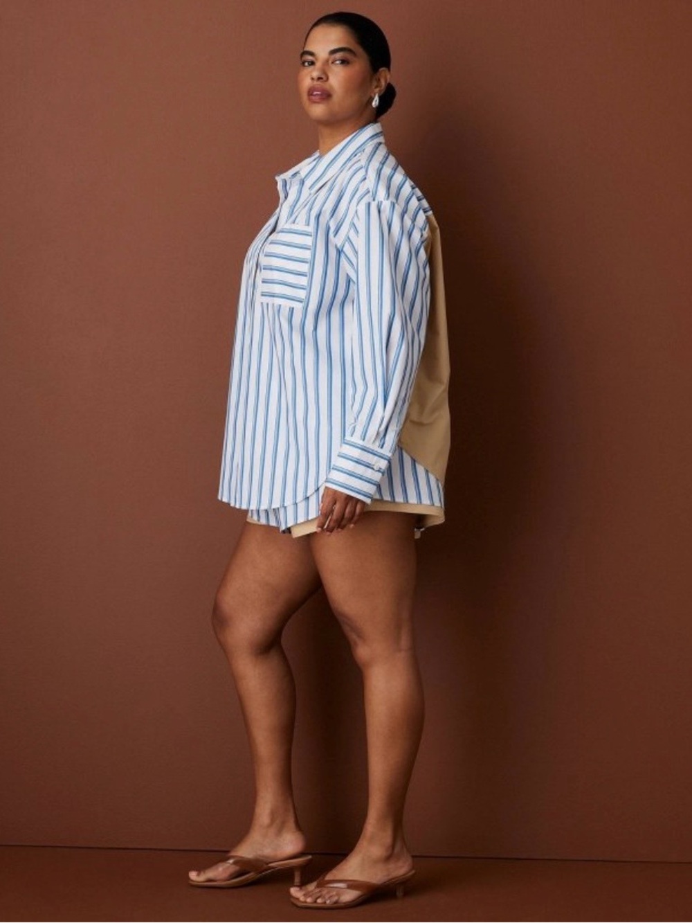 NWT Rosie Assoulin Long Sleeve Oversized Poplin Button down Striped Shirt, XS